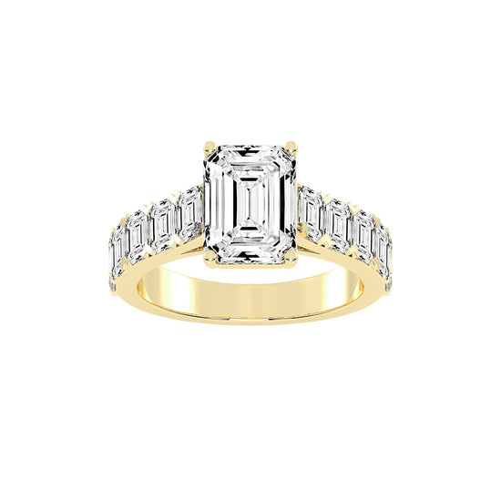 Luxistra Four Prong Emerald Cut Classic Lab Diamond Ring