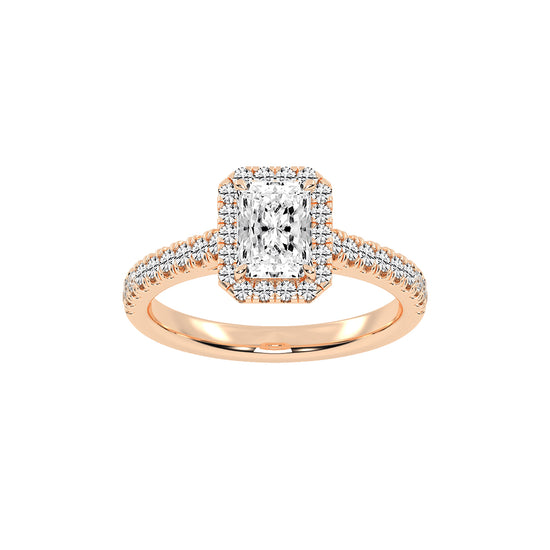 Haliente Radiant Cut Halo Lab Diamond Ring