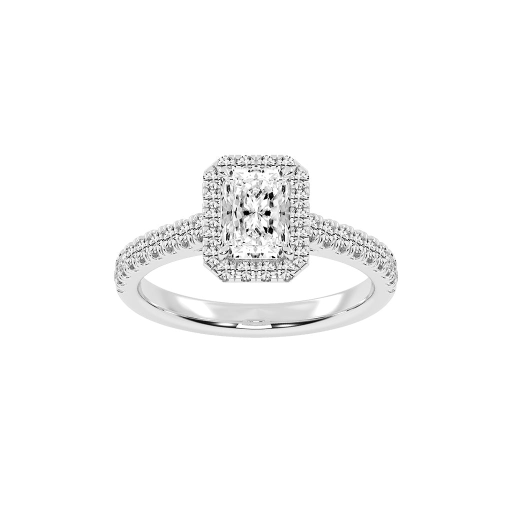 Haliente Radiant Cut Halo Lab Diamond Ring