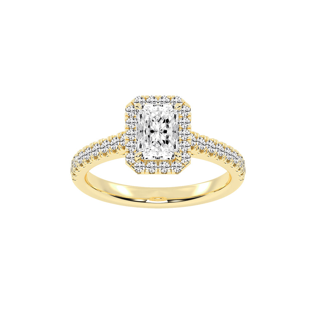 Haliente Radiant Cut Halo Lab Diamond Ring