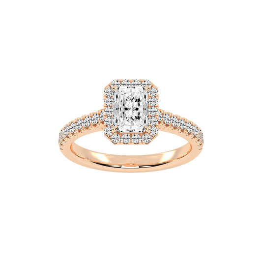 Haliente Radiant Cut Halo Lab Diamond Ring