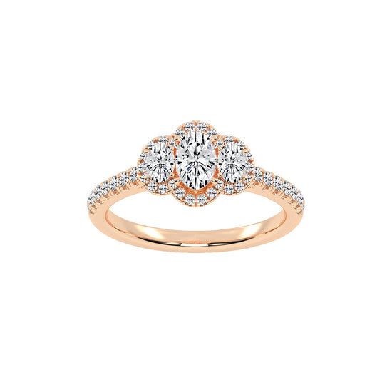 Haltrisse Oval Cut Halo Lab Diamond Ring