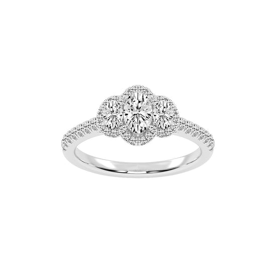 Haltrisse Oval Cut Halo Lab Diamond Ring