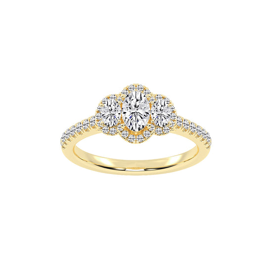 Haltrisse Oval Cut Halo Lab Diamond Ring