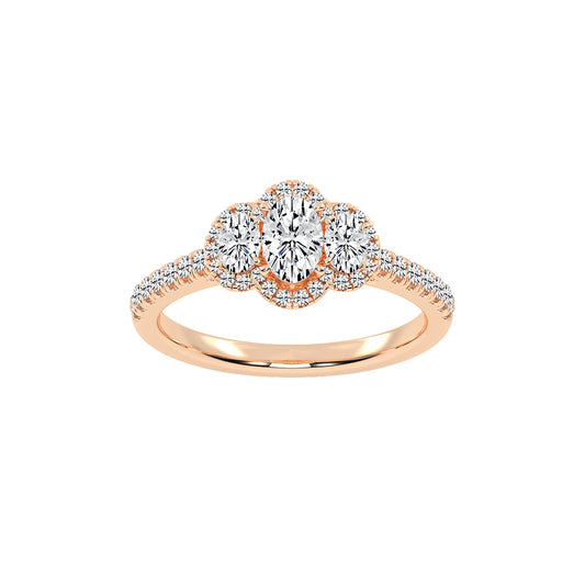 Haltrisse Oval Cut Halo Lab Diamond Ring
