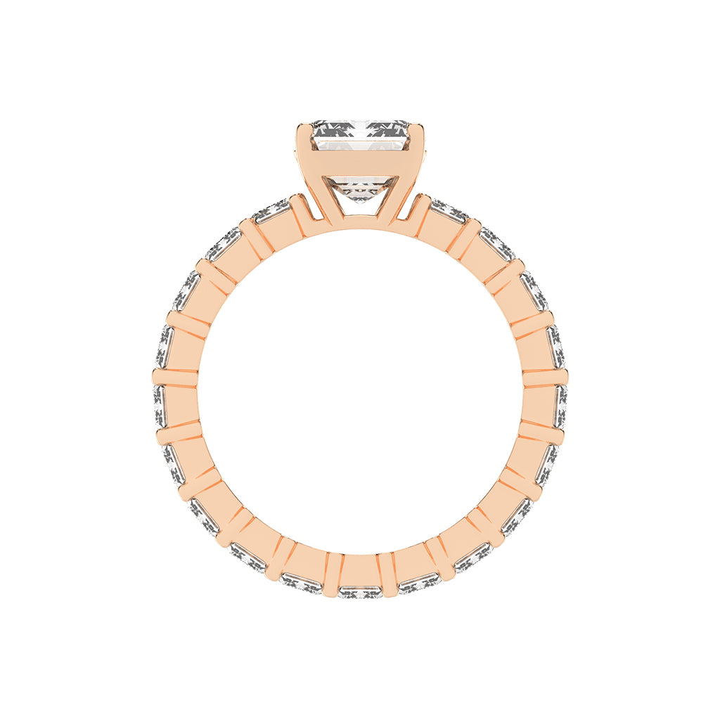 Lustona Emerald Cut Side Stone Lab Diamond Ring