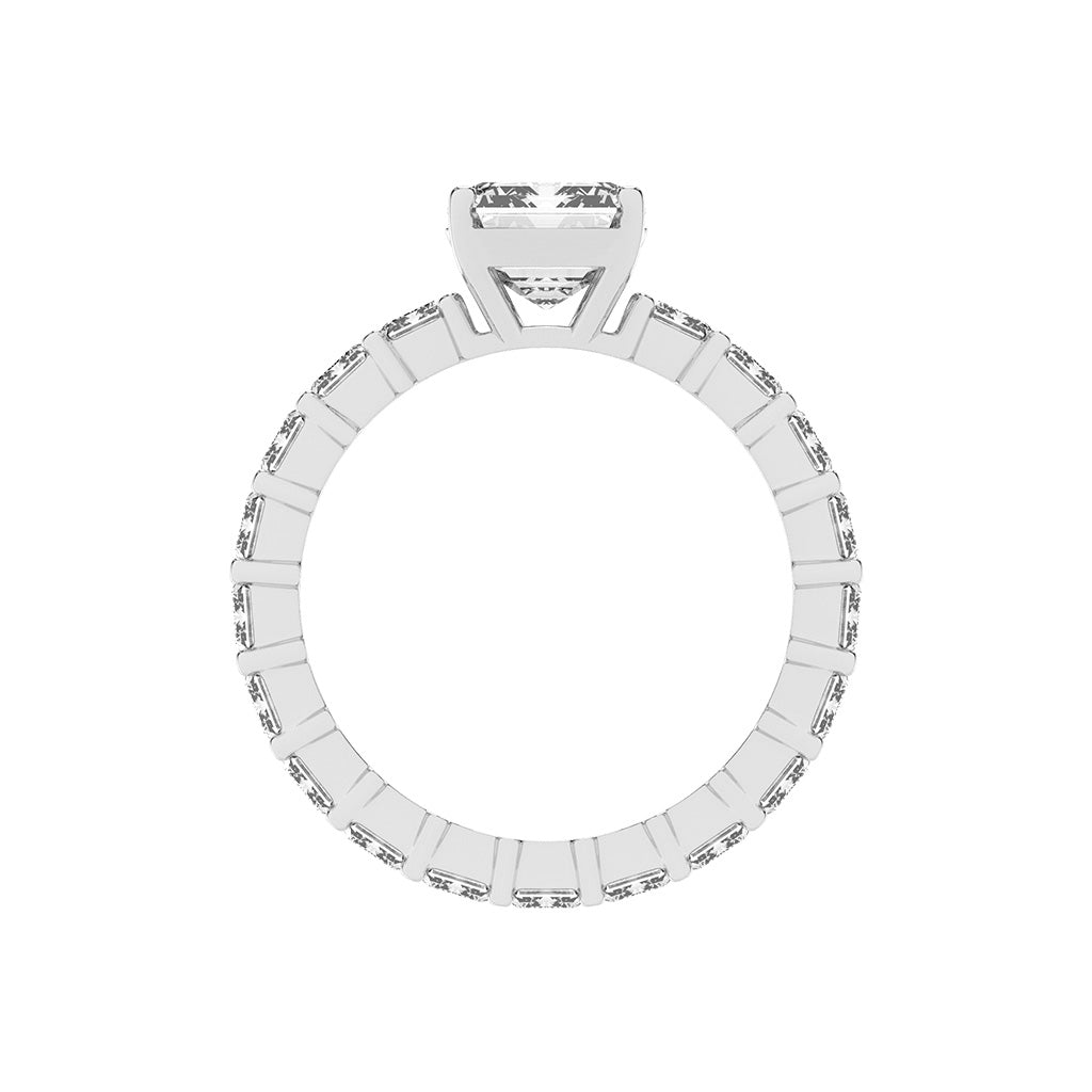 Lustona Emerald Cut Side Stone Lab Diamond Ring