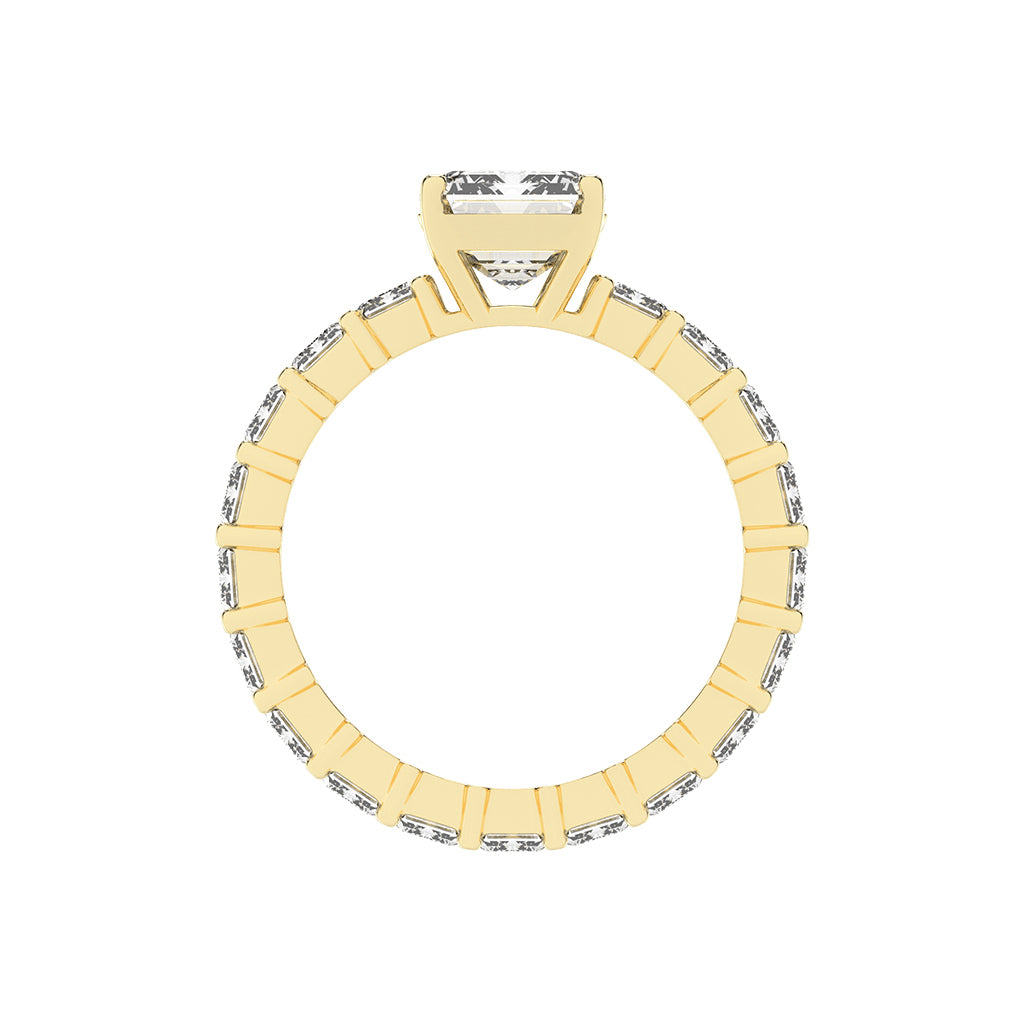 Lustona Emerald Cut Side Stone Lab Diamond Ring