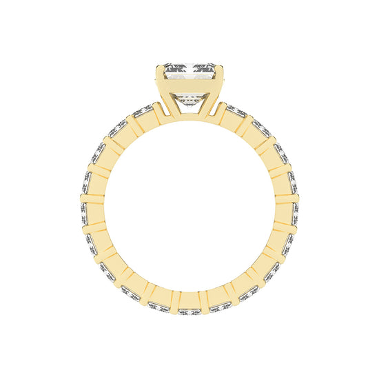 Lustona Emerald Cut Side Stone Lab Diamond Ring