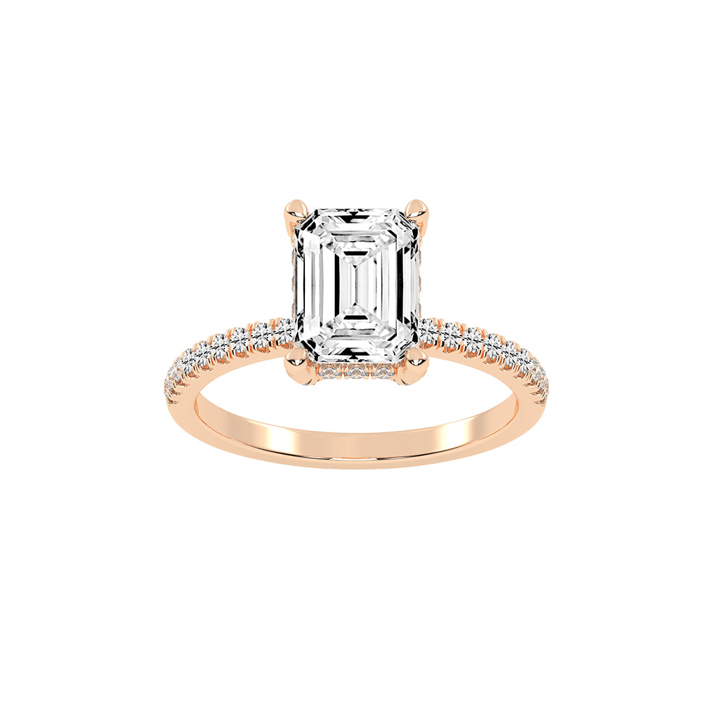 Lumerion Emerald Cut Side Stone Lab Diamond Ring