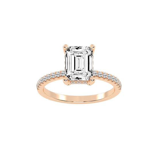 Lumerion Emerald Cut Side Stone Lab Diamond Ring