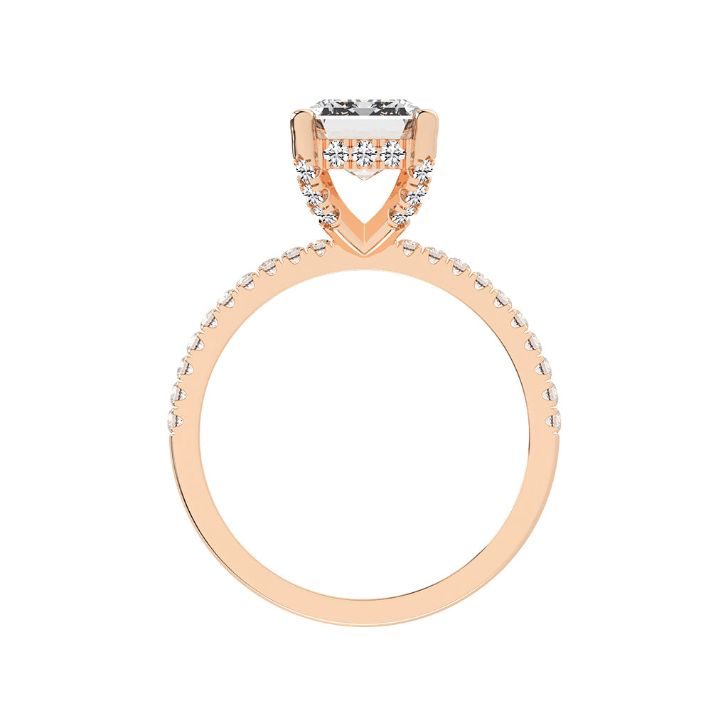 Lumerion Emerald Cut Side Stone Lab Diamond Ring