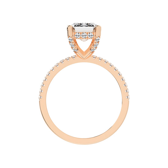 Lumerion Emerald Cut Side Stone Lab Diamond Ring