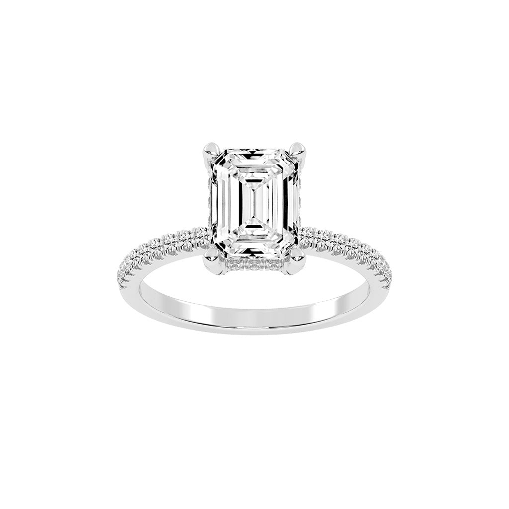Lumerion Emerald Cut Side Stone Lab Diamond Ring