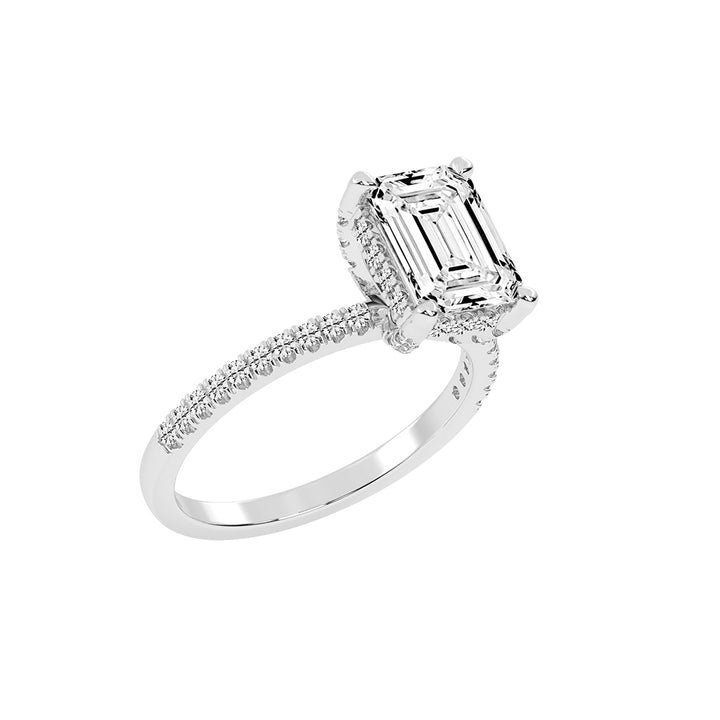 Lumerion Emerald Cut Side Stone Lab Diamond Ring