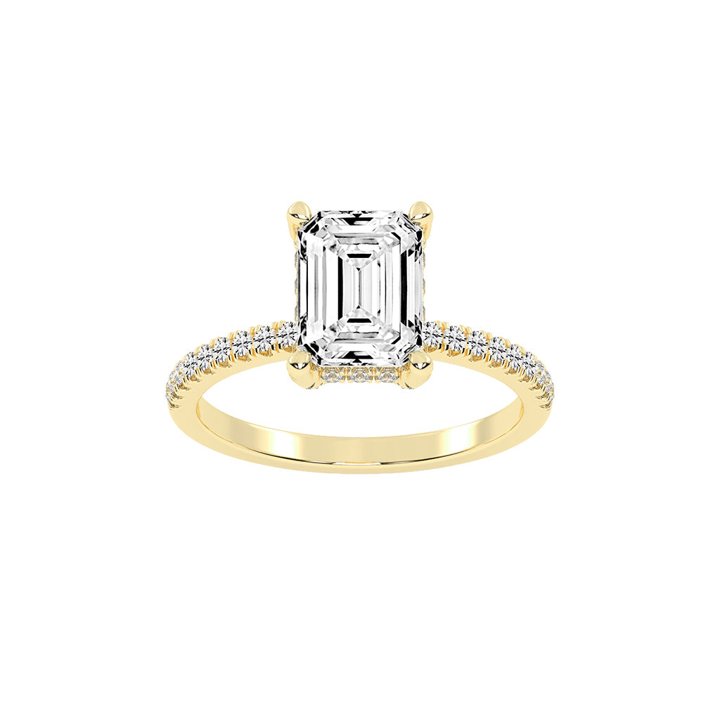 Lumerion Emerald Cut Side Stone Lab Diamond Ring