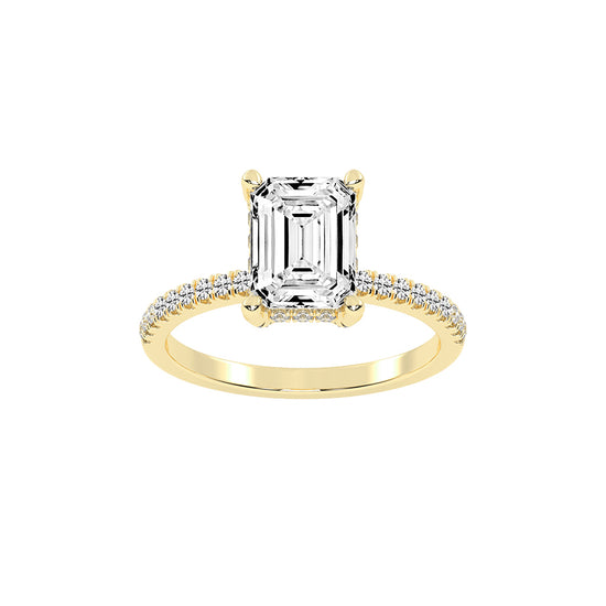 Lumerion Emerald Cut Side Stone Lab Diamond Ring