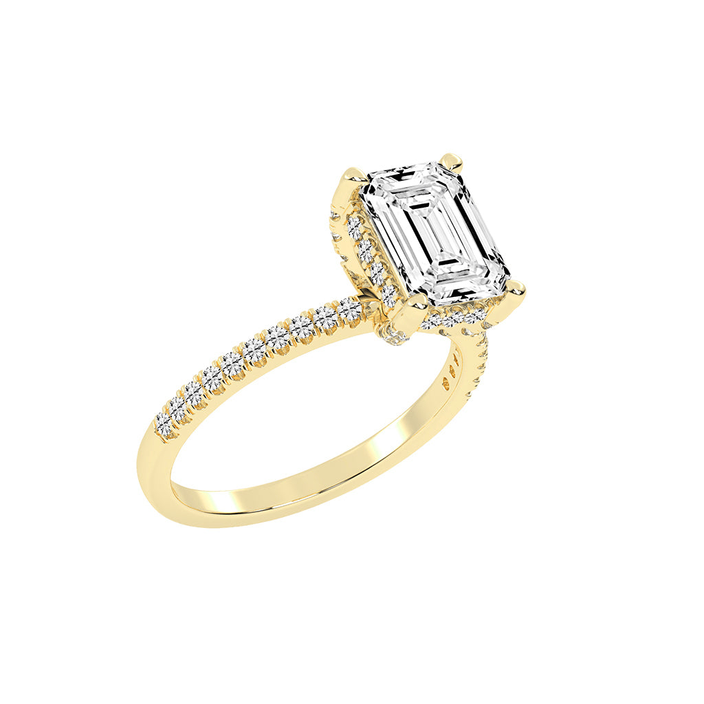 Lumerion Emerald Cut Side Stone Lab Diamond Ring
