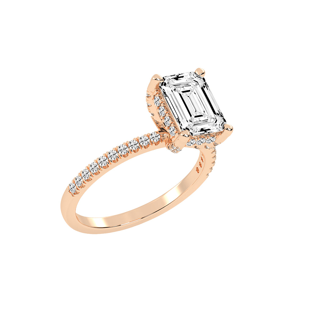Lumerion Emerald Cut Side Stone Lab Diamond Ring