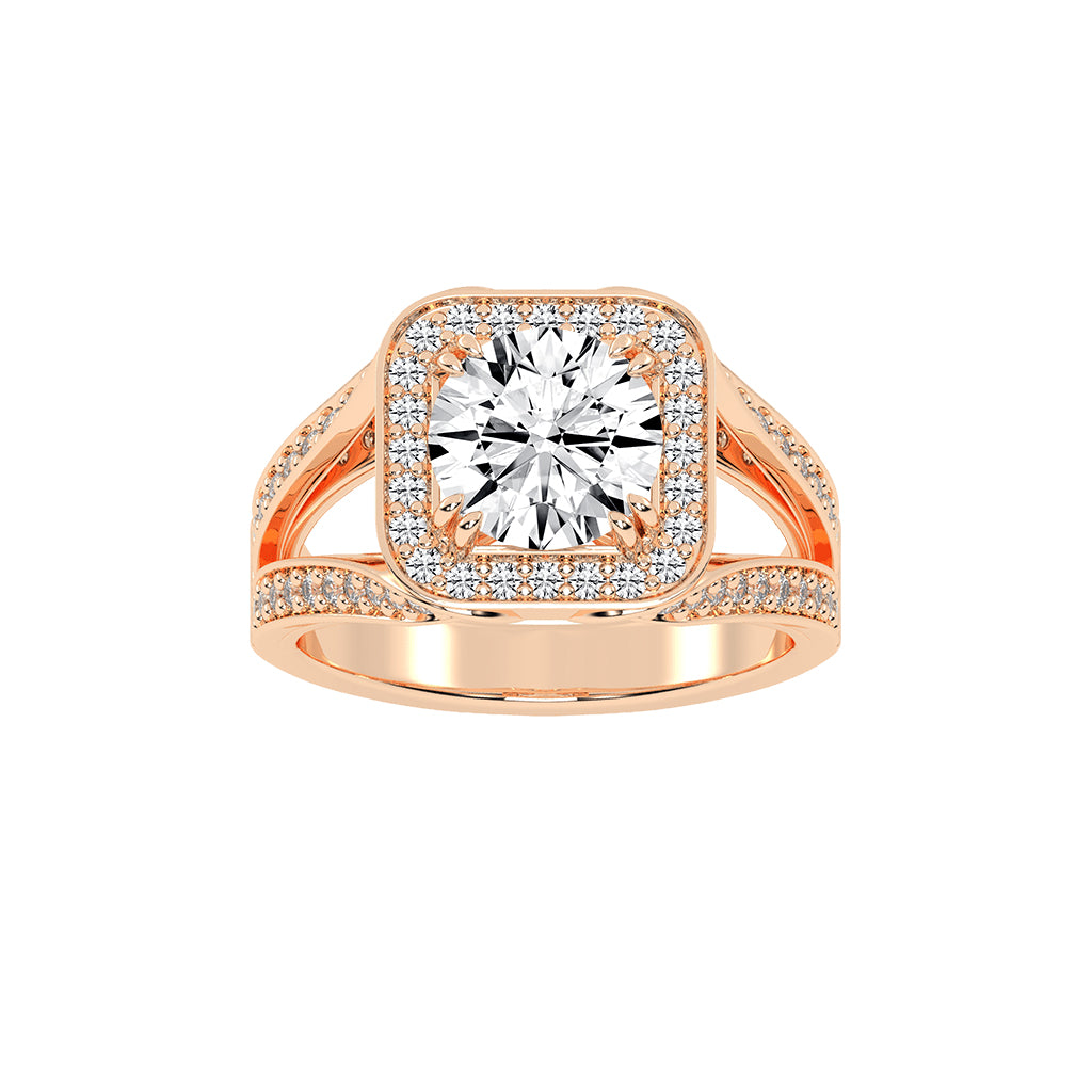 Elureva Split Shank Round Cut Classic Lab Diamond Ring