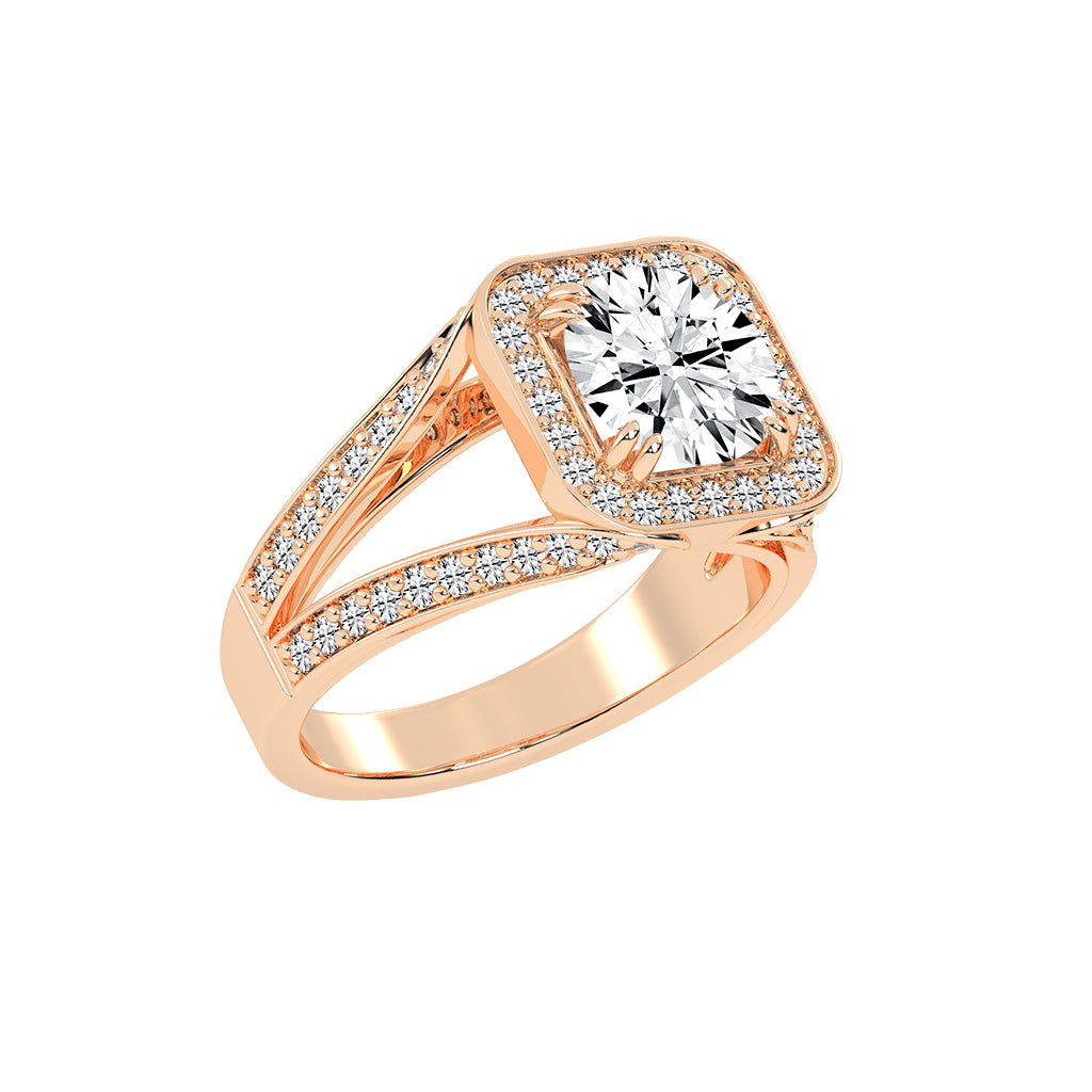 Elureva Split Shank Round Cut Classic Lab Diamond Ring