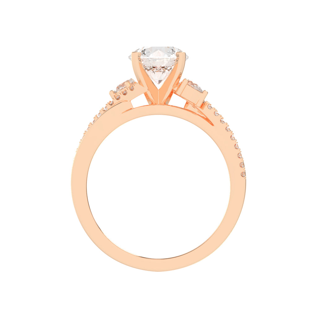 Aurelon Split Shank Round Cut Classic Lab Diamond Ring