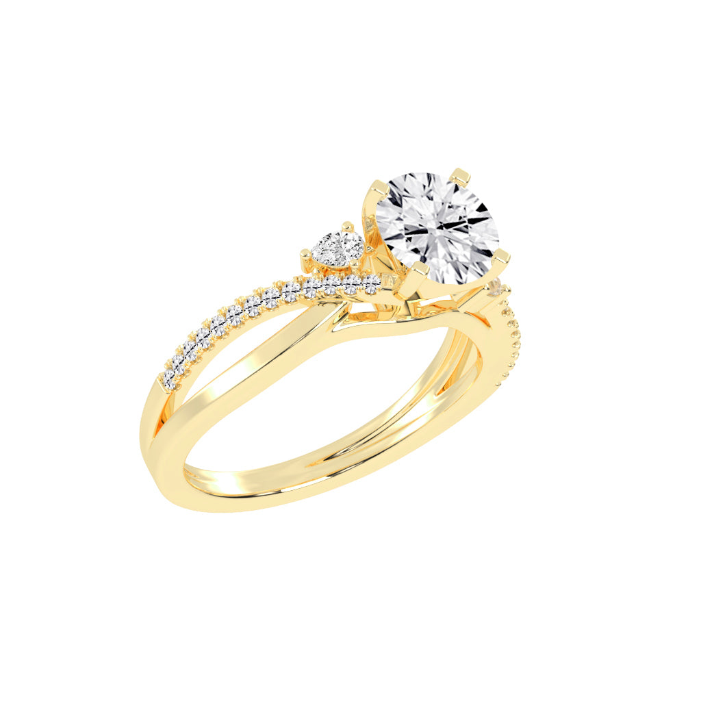 Aurelon Split Shank Round Cut Classic Lab Diamond Ring