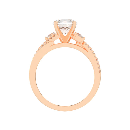 Aurelon Split Shank Round Cut Classic Lab Diamond Ring