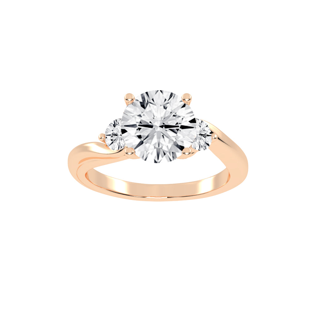 Triavara Four Prong Round Cut Lab Diamond Ring
