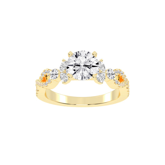 Crystalia Bezel Round Cut Classic Lab Diamond Ring