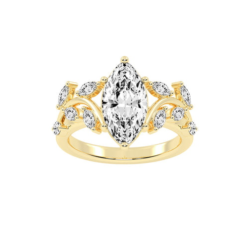 Stellara Six Prong Marquise Cut Classic Lab Diamond Ring