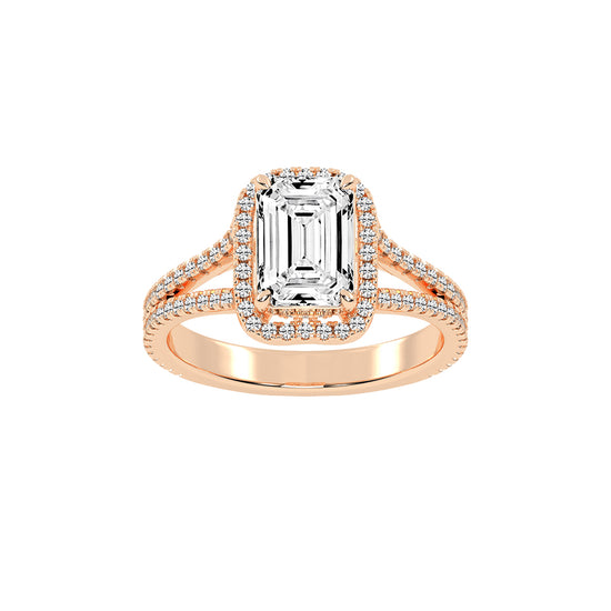 Vitrana Split Shank Emerald Cut Classic Lab Diamond Ring