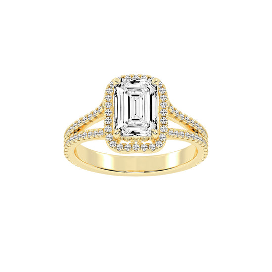 Vitrana Split Shank Emerald Cut Classic Lab Diamond Ring