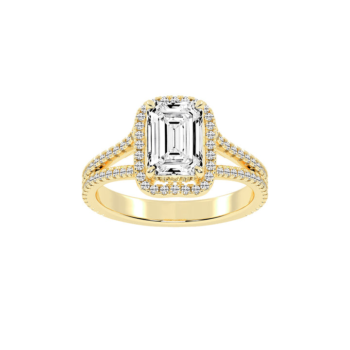 Vitrana Split Shank Emerald Cut Classic Lab Diamond Ring