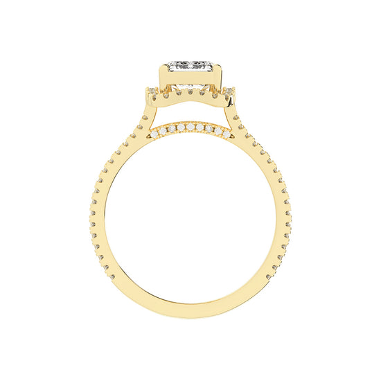 Vitrana Split Shank Emerald Cut Classic Lab Diamond Ring