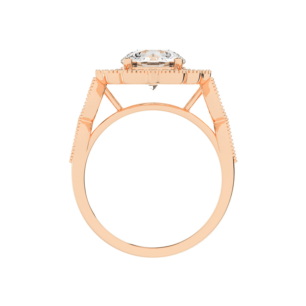 Halinara Sunburst Round Cut Halo Lab Diamond Ring