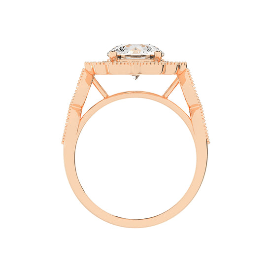 Halinara Sunburst Round Cut Halo Lab Diamond Ring