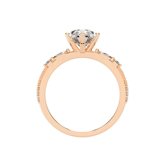 Solisara Vintage Style Pear Cut Side Stone Lab Diamond Ring
