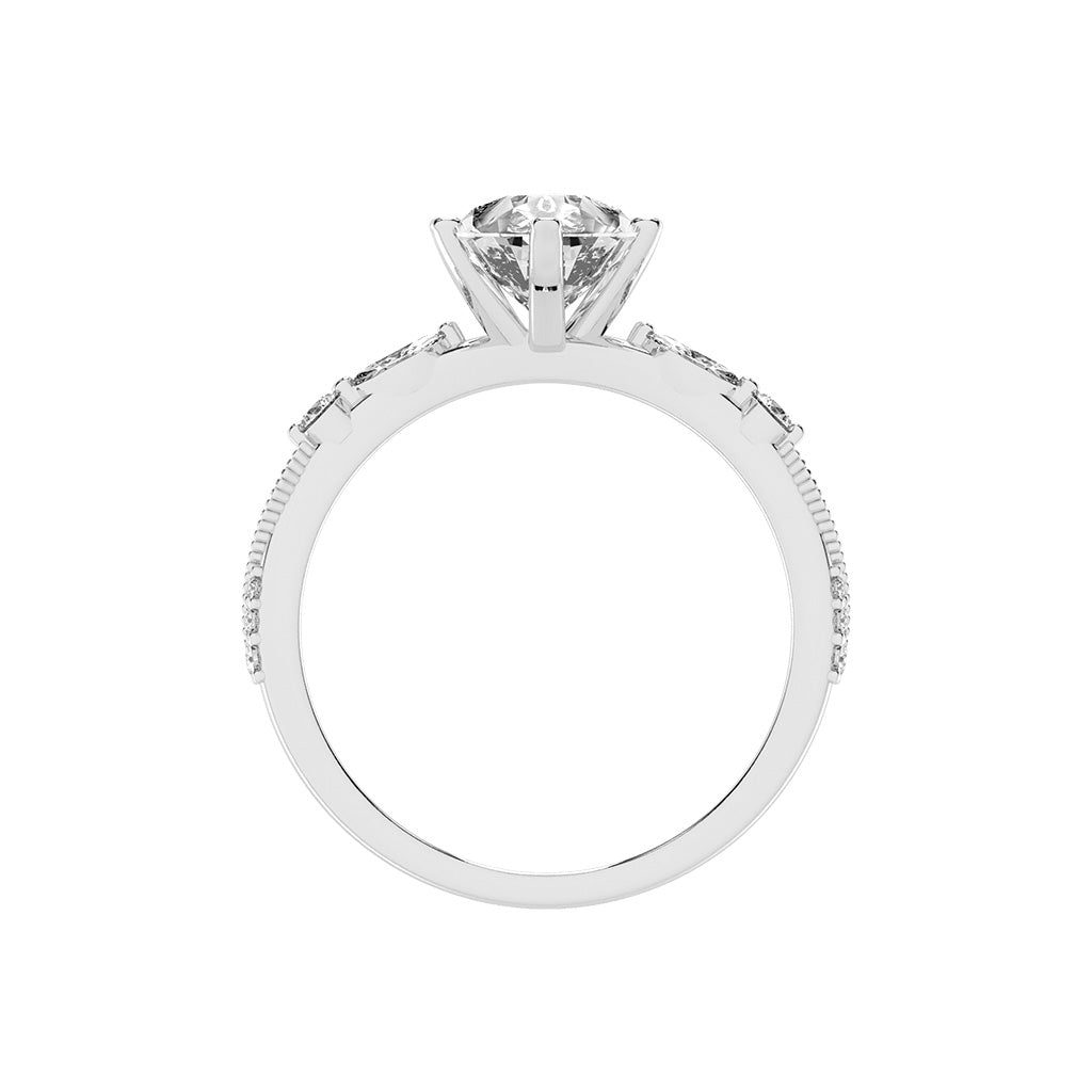 Solisara Vintage Style Pear Cut Side Stone Lab Diamond Ring