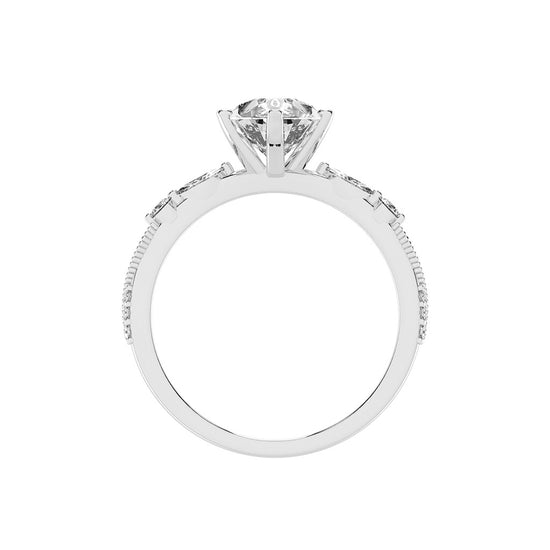 Solisara Vintage Style Pear Cut Side Stone Lab Diamond Ring