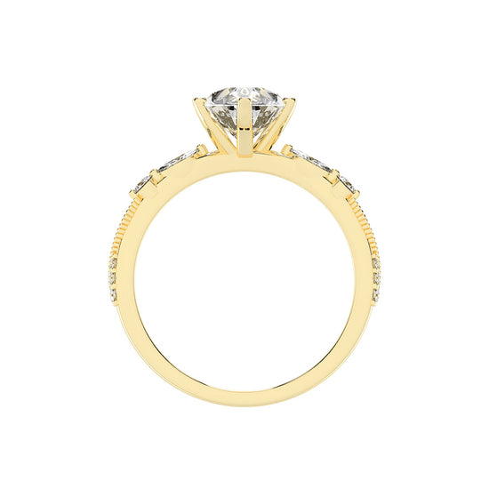 Solisara Vintage Style Pear Cut Side Stone Lab Diamond Ring
