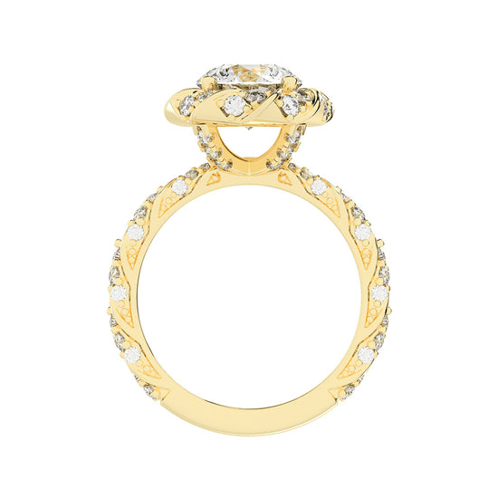 Halistraire Floral Style Round Cut Halo Lab Diamond Ring