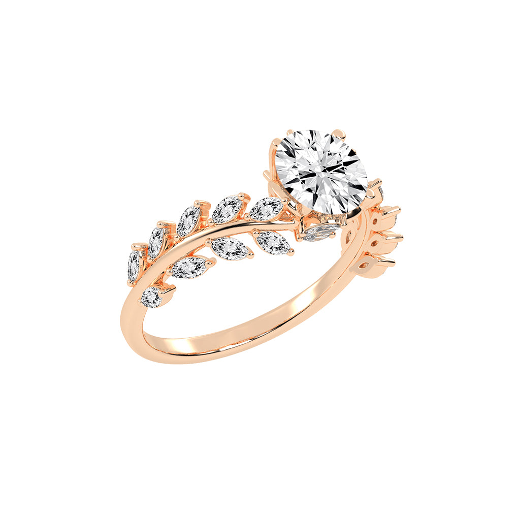 Sidriva Bypass Round Cut Side Stone Lab Diamond Ring