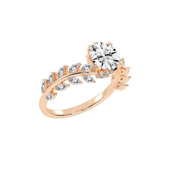 Sidriva Bypass Round Cut Side Stone Lab Diamond Ring
