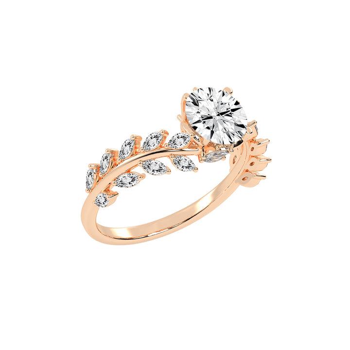 Sidriva Bypass Round Cut Side Stone Lab Diamond Ring