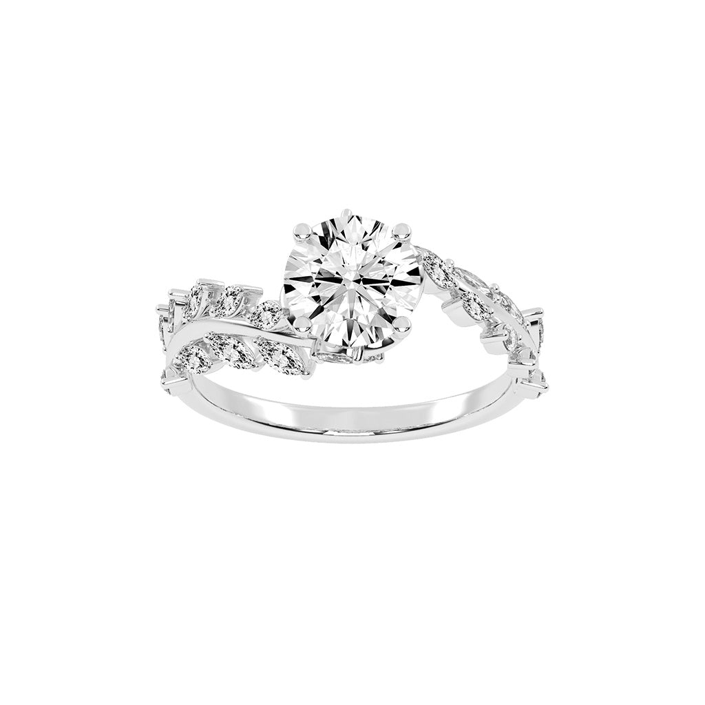 Sidriva Bypass Round Cut Side Stone Lab Diamond Ring
