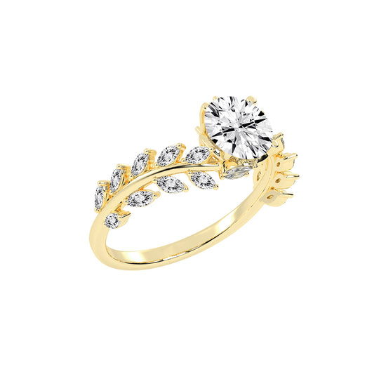 Sidriva Bypass Round Cut Side Stone Lab Diamond Ring