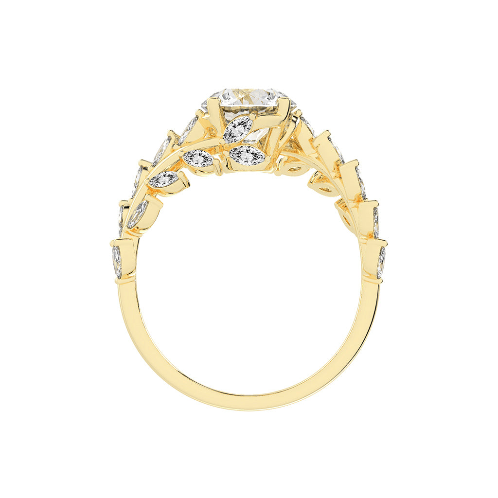 Sidriva Bypass Round Cut Side Stone Lab Diamond Ring