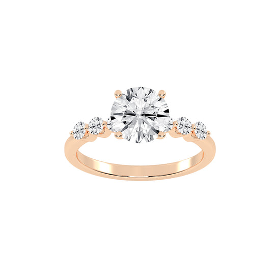 Solurille Side Stones Round Cut Lab Diamond Ring