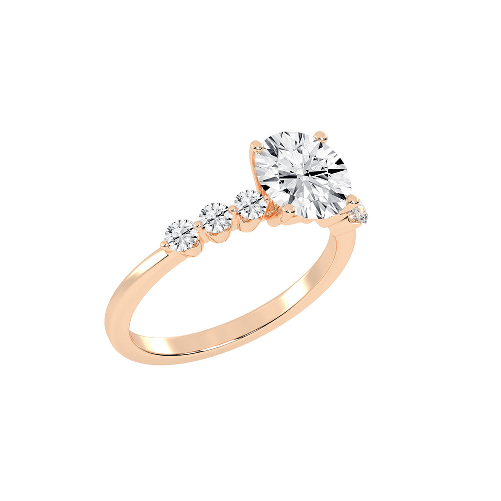 Solurille Side Stones Round Cut Lab Diamond Ring